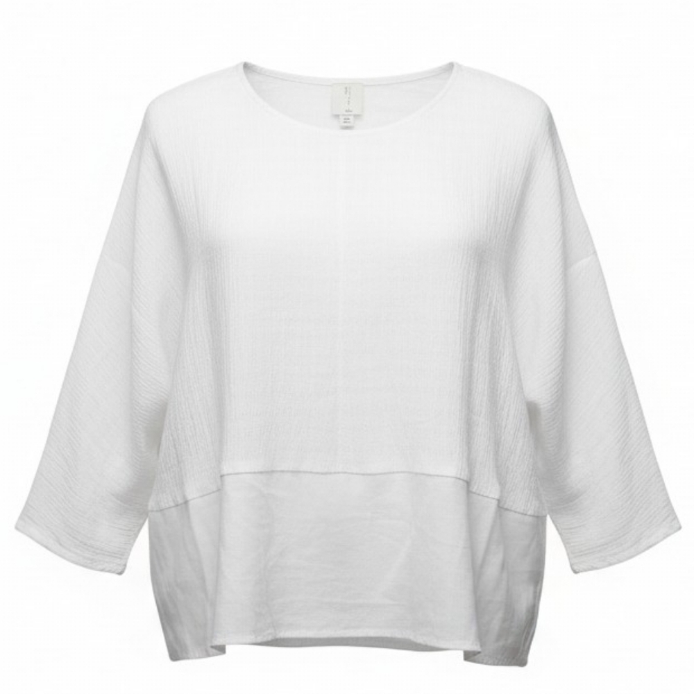 JOIE | White Linen Cotton Blend Boxy Top 3/4 Dolman Sleeve Gauzy Boho |‎ XL